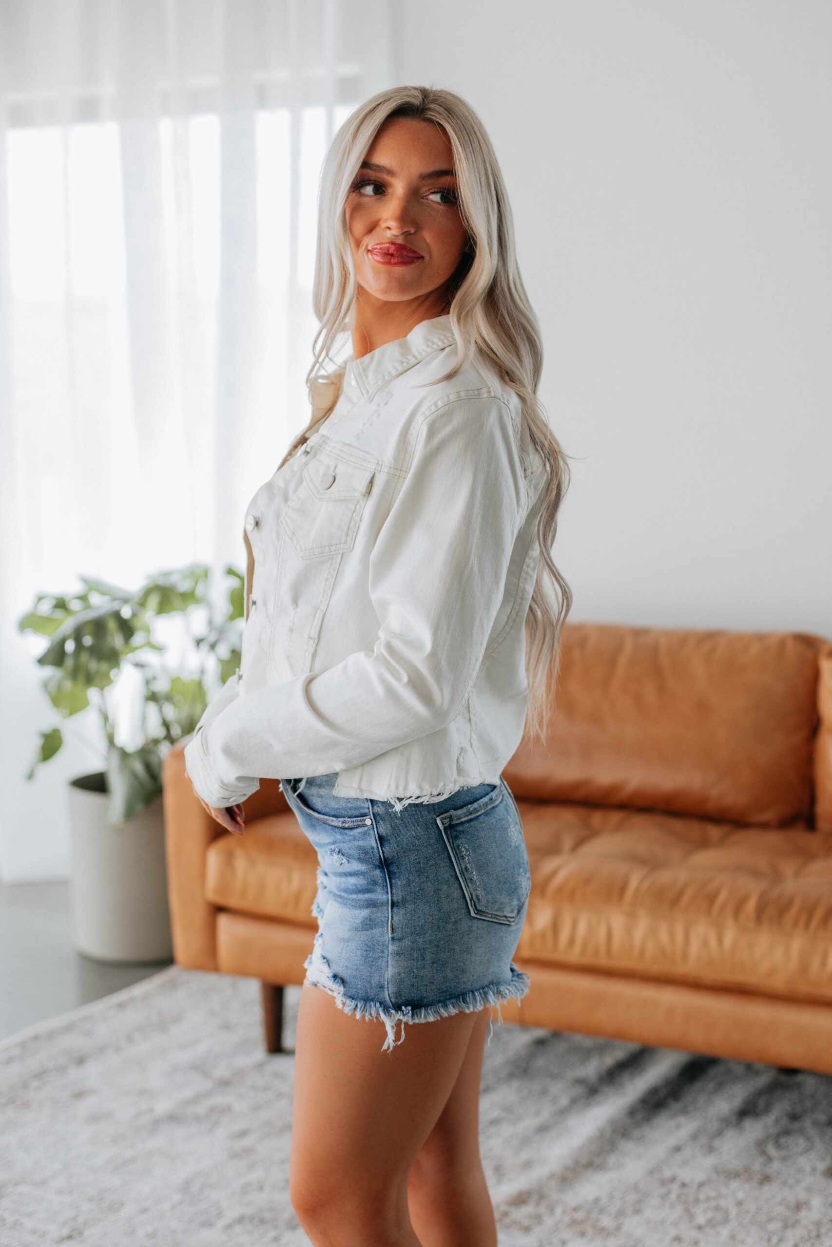 Gemma Risen Denim Jacket - Cream - Image 5