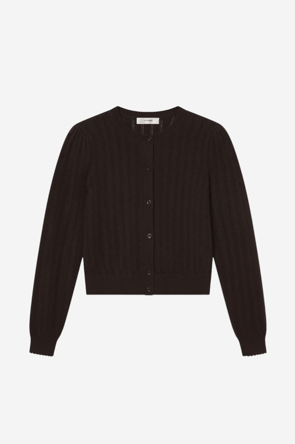 The Ladder Pointelle Cardi - Coffee - Image 6